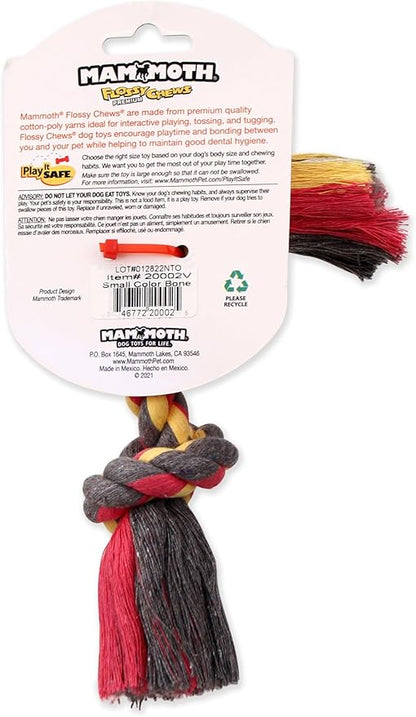 Mammoth Pet Products Flossy Chews Cottonblend Color Rope Bone, Small 9-Inch, multicolored (20002V)