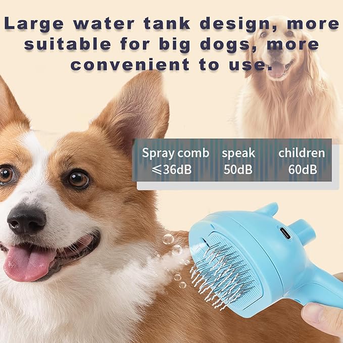 Cat Steam Brush Pet Spray Hair Removal Comb Steam Brush for Shedding & Grooming for Long & Short Haired Pets (2pcs Blue and white)
