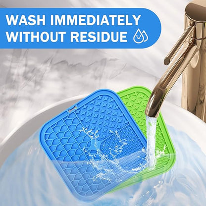 Licking Mat for Dogs, Dog Licking Mat Slow Feeder Dog Bowls, Peanut Butter Lick Pad with Suction Cups for Anxiety Relief Perfect for, Treats, Yogurt BPA Free (2 Pack)