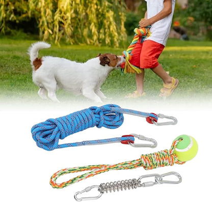 Tether Tug Outdoor Dog Toy, 16. 4ft Dog Outdoor Bungee Hanging Toy Tree Dog Toy Dog Toys Rope Dog Rope Toy with Spring Rod for Medium Large Dogs