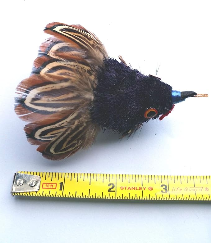 3 Inch Handmade Cat Toy Teaser Wand Refill Turkey - Brown with Feathers Natural Material Toy, Hunting Instinct Play, Interactive Exercise Attachment for Indoor Cats