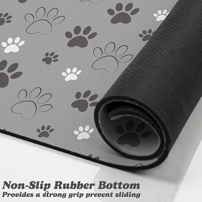 Dog Food Mat, Absorbent Water Bowl Mats Cat Pet Feeding Placemats Light Gray 12 * 20 inch