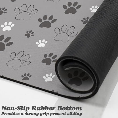 Dog Food Mat, Absorbent Water Bowl Mats Cat Pet Feeding Placemats Light Gray 12 * 20 inch