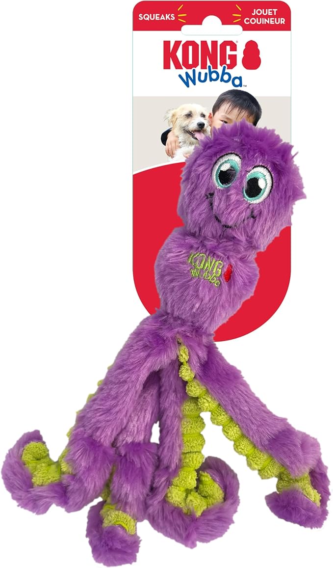 KONG Wubba Octopus Tug and Fetch Squeak Dog Toy Assorted Colors (Small)