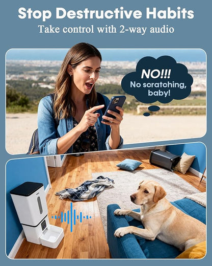 Automatic Dog Feeder Large Breed with Camera - 12L/50 Cups 5G WiFi App Control Dog Food Dispenser, Easy Setup, HD 1080P Video with Night Vision by Yakry