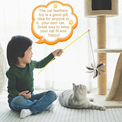 8 Pcs Cat Feather Propeller Refills Propeller Interactive Cat Toy Refills Kittens Toy Feather Replacement Wand Teasers Attachments for Kittens Wand (Lovely)