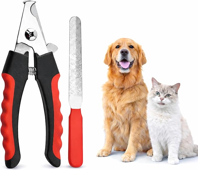 Dog & Cat Nail Clippers & Trimmers - Extra Sharp Dog Clippers with Stainless Steel Blades & Safety Guard to Avoid Overcutting - Ergonomic Cat Nail Clippers with Non-Slip Grip & Lock Feature