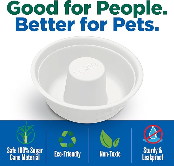Kinn Slow Feeder Dog Bowl, Disposable Pet Food Dish to Slow Down Eating Dogs, Frame Refills, for Travel, Boarding, or Crate, Compostable Pet Travel Bowl, No Plastic, Leakproof, 4 Cups (50 Count)