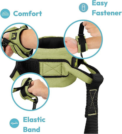 Gooby Ripstop Z Wrist Band Surfer Leash - Green, 6 FT - Comfortable Hands Free Leash with Elastic Band for Small, Medium and Large Dogs