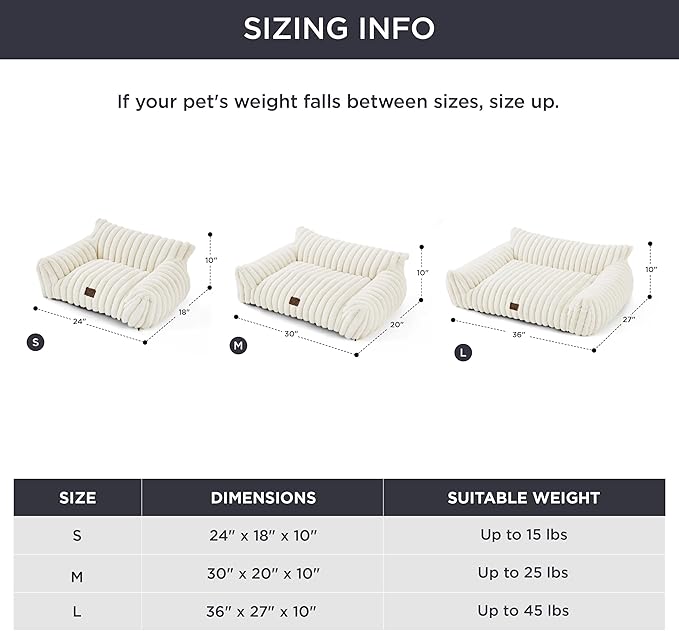 Bedsure ComfyFleece™ Cute Cat Couch for Pets - As Seen on TV on Good Day New York, Small Medium Dog Bed, Supportive Couch Bed for Small Dogs, 30 Inch, Cream