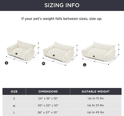 Bedsure ComfyFleece™ Cute Cat Couch for Pets - As Seen on TV on Good Day New York, Small Medium Dog Bed, Supportive Couch Bed for Small Dogs, 30 Inch, Cream