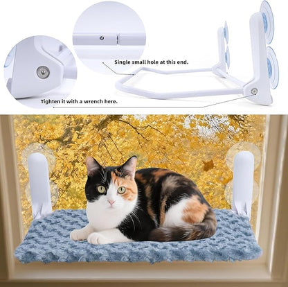 YUNIQUE 2PC Cat Window Perch, Upturned Edge Bracket, Portable Wall Hammock for Indoor Cat, Green