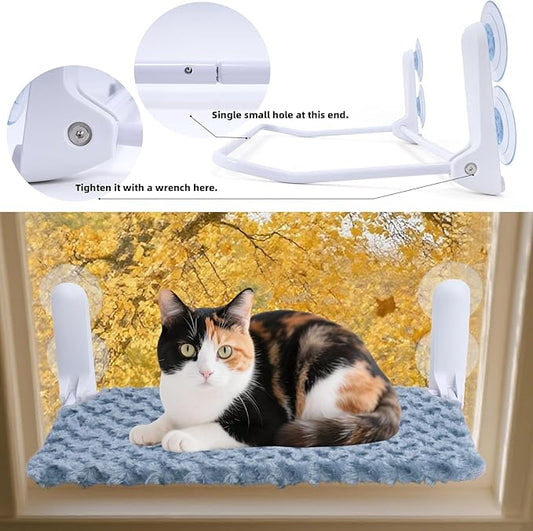 YUNIQUE 2PC Cat Window Perch, Upturned Edge Bracket, Portable Wall Hammock for Indoor Cat, Green