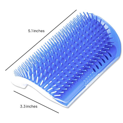 Cat Self Groomer – Wall Corner Grooming Brushes for Cats and Small Pets – Soft Silicone Massage Brush for Shedding Control and Face Rubbing (Dark Blue)