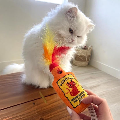 Catweiser + Furball Catnip Toys, Soft Plush Cat Toys Catnip Filled with Interactive Crackle Sound & Feathers, Safe & Durable Toy for Cats & Kitten, 2 Pcs