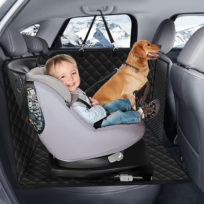 Car Back Seat Extender for Dogs, Hard Bottom Dog Hammock for Car, Pet Hard Bottom Car Seat Cover, Dog Car Seat Cover for Back Seat Hard Bottom, Dog Back Seat Extender Platform