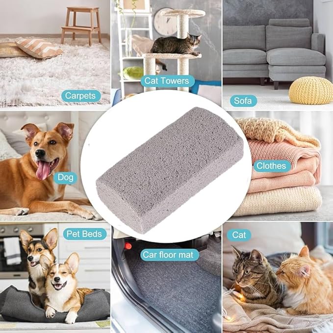 2Pcs Pet Hair Remover Pumice Stone for Cleaning Pet Hair Cat Fur Dog Hair Removal Tool for Car Interior Furniture Carpet Couch Bedding (Gray)