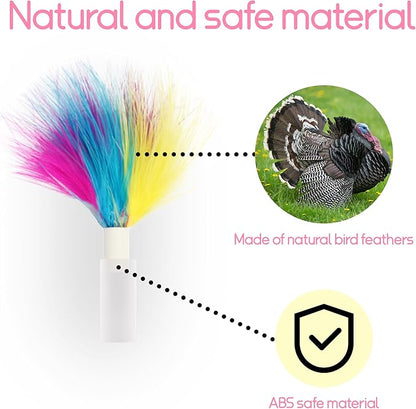 Feather Replacement for Cat Toys，3pcs Rainbow Feather, Replace The Silicone end
