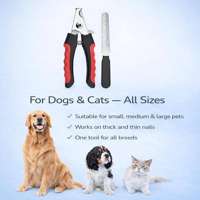 Dog & Cat Nail Clippers & Trimmers - Extra Sharp Dog Clippers with Stainless Steel Blades & Safety Guard to Avoid Overcutting - Ergonomic Cat Nail Clippers with Non-Slip Grip & Lock Feature