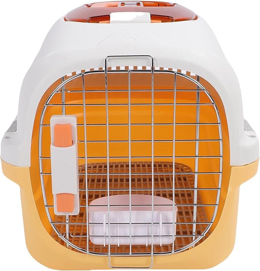 Plastic Dog Kennel, Airline Approved Pet Carrier with Skylight and Detachable Design for Small Dogs and Cats, 19.69 x 12.99 x 12.20 Inches (Yellow)