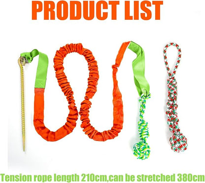 Outdoor Dog Toy with Stake,Interactive Dog Toy for Aggressive Chewer, Tug of War Toy Ball for Large Breed (Orange)