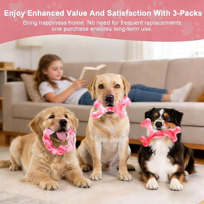 Rensh 3-Pack Tough Dog Chew Toys for Aggressive Chewers, Almost Indestructible Dog Toys for Medium Large Breed, Super Chew Toy to Keep Them Busy & Reduce Boredom, Teeth Cleaning Training, Milk Flavor