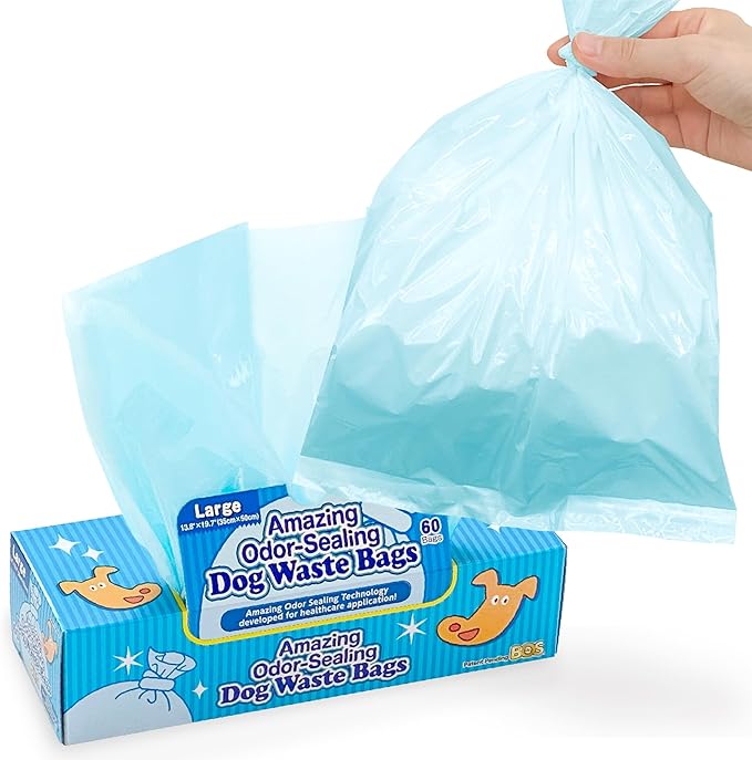 BOS Amazing Odor Sealing Dog Poop Bags - Durable and Unscented [Size: M, Color: Light Blue] (90 Count, Pack of 1) (90 Bags)
