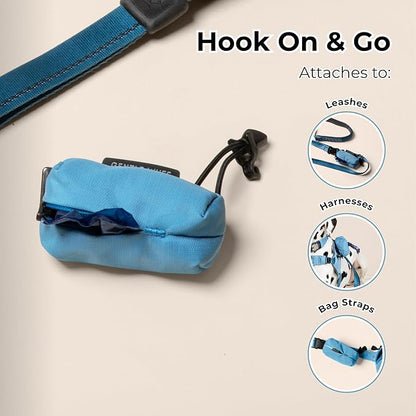 Poo Pouch – Recycled Nylon Dog Waste Bag Holder with Reflective Accents & Modular Strap Attachment for Walks & Travel (Coast)