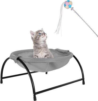 Elevon Elevated Cat Bed Hammock, Breathable Mesh Pet Bed with Metal Frame, Detachable & Machine Washable, Sturdy for Indoor/Outdoor Use, Easy Assembly