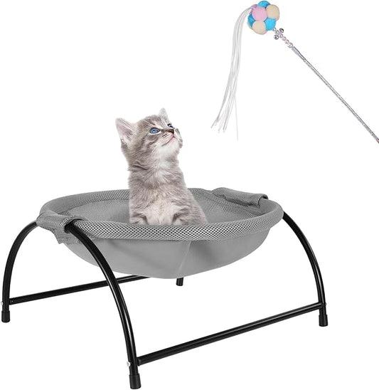 Elevon Elevated Cat Bed Hammock, Breathable Mesh Pet Bed with Metal Frame, Detachable & Machine Washable, Sturdy for Indoor/Outdoor Use, Easy Assembly
