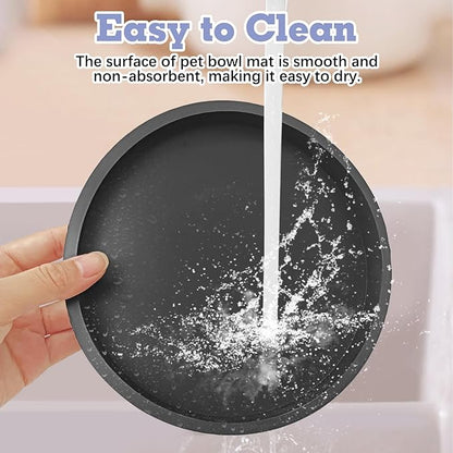 BNOSDM 2 PCS Dog Feeding Mat Black Silicone Pet Food Mats Waterproof for Dog Cat Bowl Placemats Nonslip Cat Food Mat for Small and Medium Cats and Dogs (9.1in)