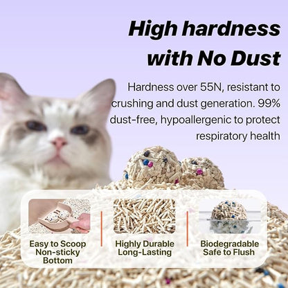 Michu Mixed Tofu Cat Litter, Flushable & Clumping Kitty Litter, Strong Odor Control, Low Tracking, Low Dust, 5.5Lb/88Oz, 1 Pack