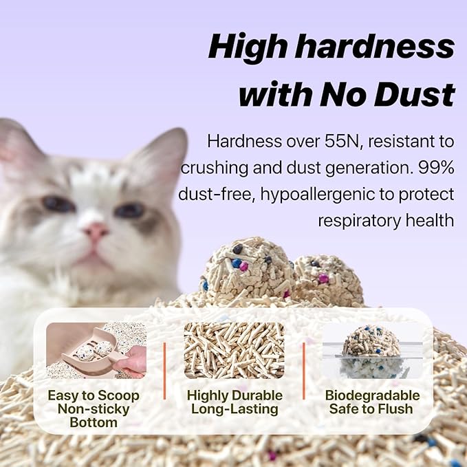 Michu Mixed Tofu Cat Litter, Heavy Duty Flushable Kitty Litter, 5.5Lb/88Oz Original 4 Pack