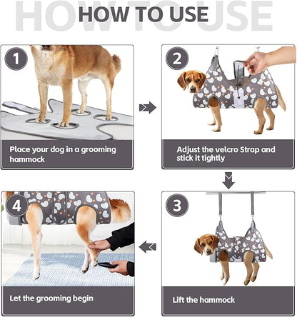 Dog Grooming Hammock for Small Dogs Cat, Dog Grooming Harness for Nail Trimming, Pet Grooming Hammock Sling for Cutting Nails with Nail Clippers, Nail File