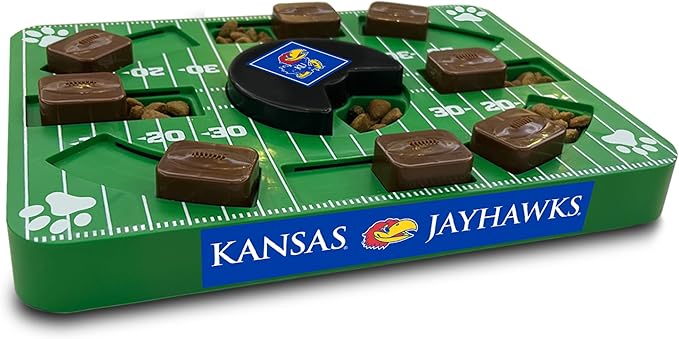 NCAA Puzzle Toy Slow Feeder, Puzzle Treat Dog Toy, Interactive Dog Treat Toy, Dog Puzzle Feeding Slow Toy (Kansas Jayhawks)