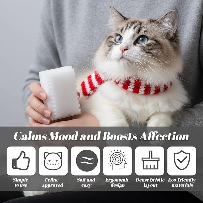 4PCS Soft Cat Brush for Grooming, Kitten Brushes for Indoor Kittens, Gentle Cat Tongue Brush with over 1000 prickly serrations for Sensitive Cats, Daily Grooming & Enhancing Bonding