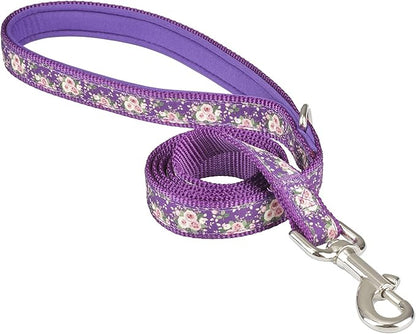 Purple Floral Print Dog Leash - 4Ft Durable Nylon for Medium & Large Dogs, Lightweight (M, Purple Floral)