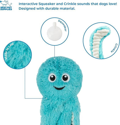Best Pet Supplies Interactive Squeaky Dog Chew Toy, Ideal Dog Toys for Chewers, Small, Medium & Large Dogs, and Fetch Lovers - Octomutant (Turquoise), Large