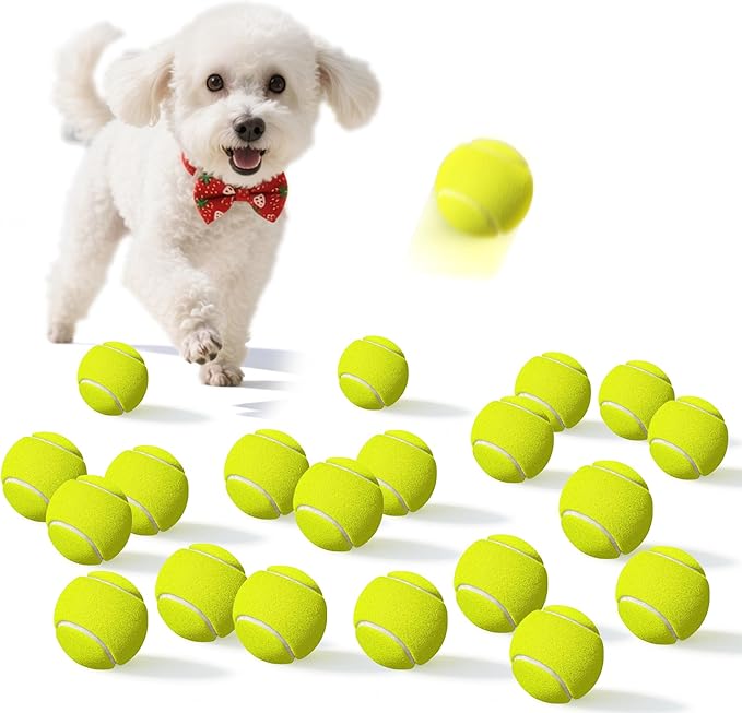 20 Pack Small Tennis Balls for Dogs, Easy Catching Pet Balls for Exercise and Fetch, 2-inch Dog Tennis Ball, Interactive Toys