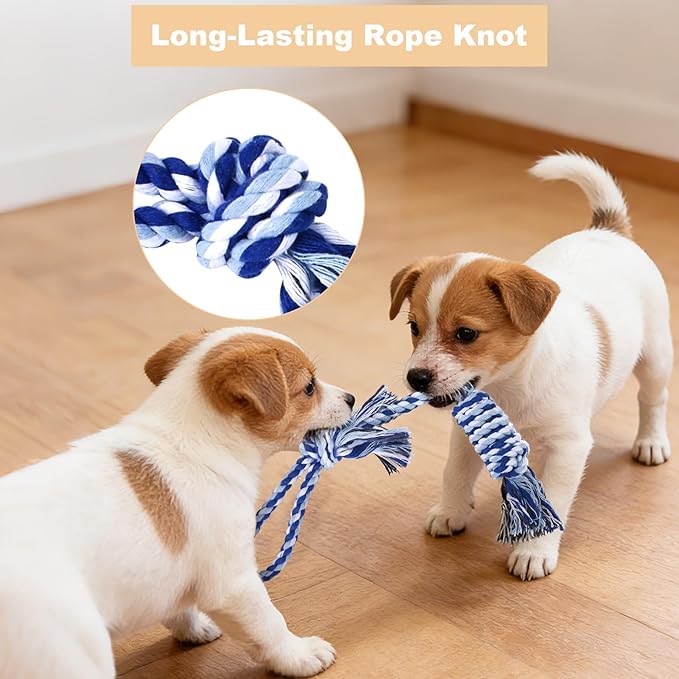 Depets Dog Rope Toys for Small Dogs, 4-Pack Durable Puppy Rope Chew Toys for Teething, Puppy Tug of War Interactive Toy, Washable Knot Dog Toy for Dental Care & Anxiety Relief