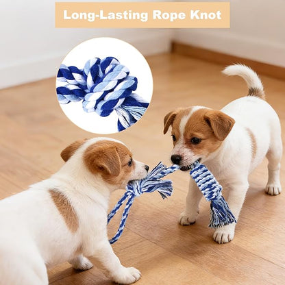 Depets Dog Rope Toys for Small Dogs, 4-Pack Durable Puppy Rope Chew Toys for Teething, Puppy Tug of War Interactive Toy, Washable Knot Dog Toy for Dental Care & Anxiety Relief