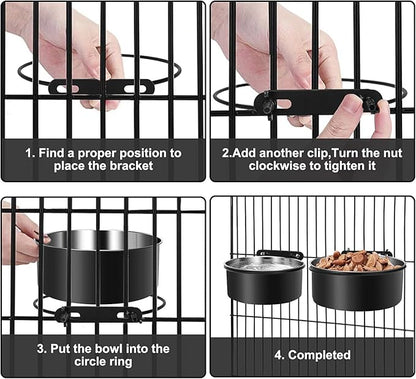 Dog Crate Water Bowl Hanging,2 Pack Stainless Steel Water Food Bowl No Spill for Crate Cage,Kennel Bowls Mountable Coop Cup for Dogs Cats Puppy