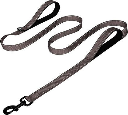 Joytale Dog Leash Heavy Duty for Large Dogs that Pull, Double Handle for Traffic Control, Double-Sided Reflective Leashes for Large Medium Dogs Night Safety, 6FT, Brown
