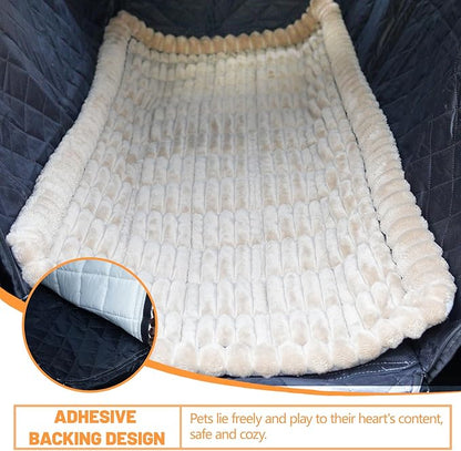 2-in-1 Dog Car Seat Cover & Dog Car Pet Bed Mat for Back Seat, Waterproof Pet Hammock with Soft Plush Cushion, Nonslip Backseat Protector for Dogs, Fits Cars SUVs Trucks