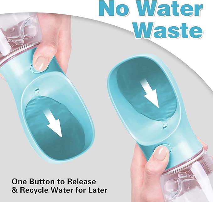 Dog Water Bottle with Food Storage & Poop Bag Dispenser - 3-in-1 Portable Pet Water Bowl for Hiking, Walking, and Travel - Ideal for Small to Large Dogs Blue