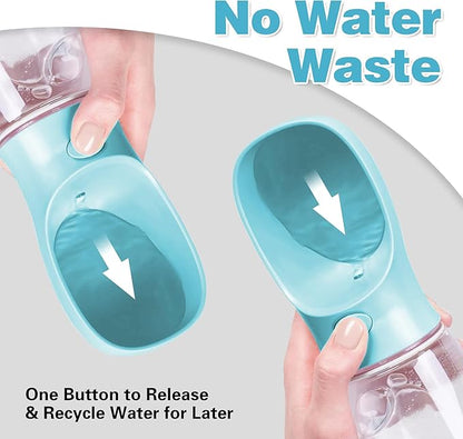 Dog Water Bottle with Food Storage & Poop Bag Dispenser - 3-in-1 Portable Pet Water Bowl for Hiking, Walking, and Travel - Ideal for Small to Large Dogs Blue