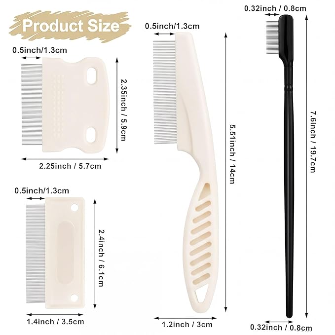 5 Pieces Dog Eye Combs Tear Stain Remover Combs Pet Grooming Comb for Small Dogs Gently Removing Eye Mucus and Crust (Beige, Black)