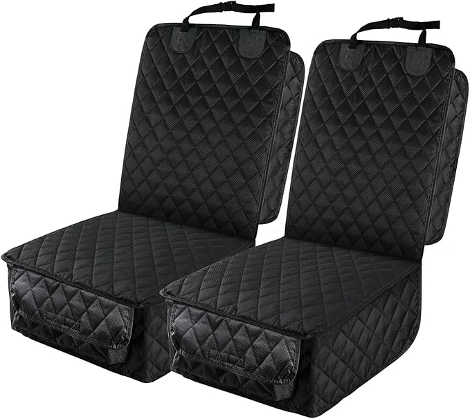 PETICON Dog Car Seat Covers, 100% Waterproof Dog Back Seat Cover with Mesh Window and Full Protection Front Seat Car Cover with Side Flaps for Cars, Trucks, SUVs, Jeep, Bundle