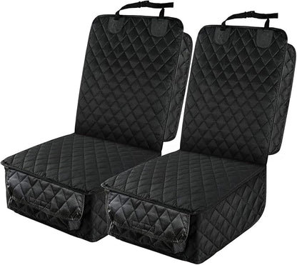 PETICON Dog Car Seat Covers, 100% Waterproof Dog Back Seat Cover with Mesh Window and Full Protection Front Seat Car Cover with Side Flaps for Cars, Trucks, SUVs, Jeep, Bundle