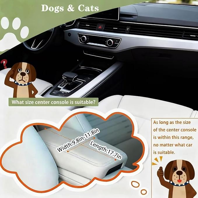 Cullaby Center Console Dog Car Seat for Small Dogs Under 15lbs,Detachable Washable Booster Pet Car Seat Travel Bed with Storage Pockets and Seat Belt(Blue)